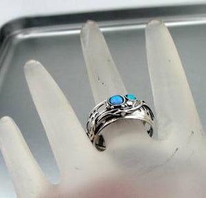 Hadar Designers Blue Opal Ring 5,5.5,6 925 Sterling Silver Handmade (H 1332)SALE