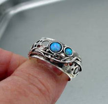Load image into Gallery viewer, Hadar Designers Blue Opal Ring 5,5.5,6 925 Sterling Silver Handmade (H 1332)SALE