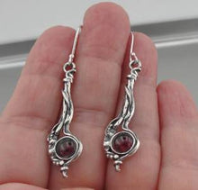 Load image into Gallery viewer, Hadar Designers Sterling 925 Silver Red Garnet Earrings Handmade Long (H) SALE