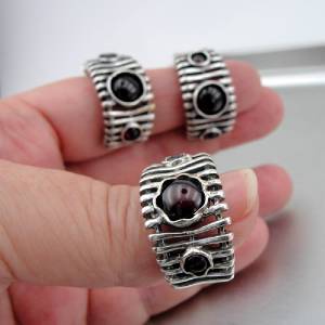 Hadar Designers Smokey Q Ring size 6.5, 7 Handmade 925 Sterling Silver (H) SALE