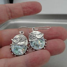 Load image into Gallery viewer, Hadar Designers Handmade Sterling Silver Antique Roman Glass Bird Earrings (as