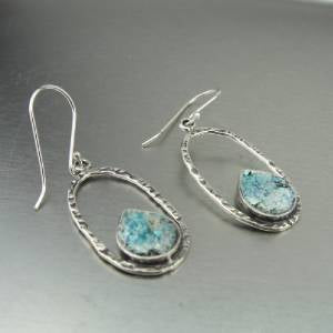 Hadar Designers 925 Sterling Silver Roman Glass Handmade Earrings (as 4004714)