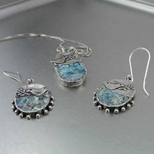 Load image into Gallery viewer, Hadar Designers Handmade Sterling Silver Antique Roman Glass Bird Earrings (as