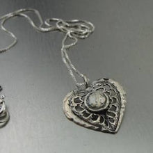 Load image into Gallery viewer, Hadar Designers Handmade Filigree 925 Silver Roman Glass Heart Pendant (as) SALE