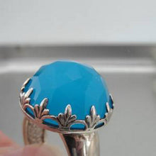 Load image into Gallery viewer, Hadar Designers blue ocean quartz ring sz 7.5,8,8.5 handmade 925 silver (h) last