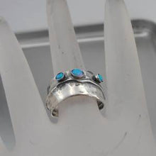 Load image into Gallery viewer, Hadar Designers 925 Sterling Silver Blue Opal Ring size 7,7.5 Handmade (H) Sale