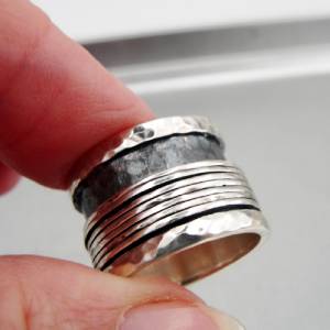 Hadar Designers Handmade Swivel Sterling Silver Ring 7,8,9,10,10.5 (I r60si) Y