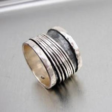 Load image into Gallery viewer, Hadar Designers Handmade Swivel Sterling Silver Ring 7,8,9,10,10.5 (I r60si) Y