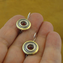 Load image into Gallery viewer, Hadar Designers Red Garnet Earrings Handmade 9k Gold 925 Sterling Silver (ms 1739)