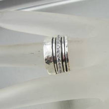 Load image into Gallery viewer, Hadar Designers Handmade Swivel Sterling Silver Zircon Ring 6,7,8,9,10 (Ir)