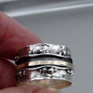 Hadar Designers 9k Yellow Gold Sterling Silver Swivel Ring 7, 7.5, 8 (I r474m) Y