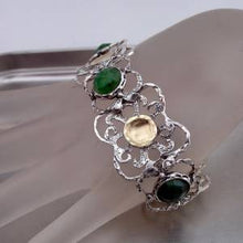Load image into Gallery viewer, Hadar Designers Emerald Bracelet Handmade 9k Yellow Gold 925 Silver (I b220)SALE