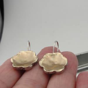 Hadar Designers Floral Handmade 9k Yellow Gold Sterling Silver Earrings (I e214
