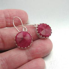 Load image into Gallery viewer, Hadar Designers Israel Dangle Sterling Silver Filigree Red Ruby Earrings (I e619