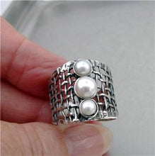 Load image into Gallery viewer, Hadar Designers 925 Sterling Silver White Pearl Ring size 6,6.5,7,8,9,10(H 142)y