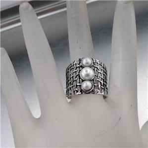 Hadar Designers 925 Sterling Silver White Pearl Ring size 6,6.5,7,8,9,10(H 142)y