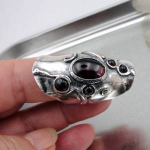 Hadar Designers Handmade 925 Sterling Silver Red Garnet Ring 6,7,8,9,10 (H 174)