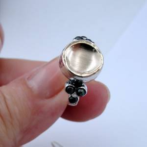 Hadar Designer Handmade 9k Yellow Gold Silver Black Pearl Ring 6.5,7,8,9(I r333y