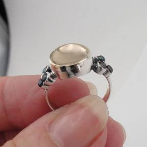 Hadar Designer Handmade 9k Yellow Gold Silver Black Pearl Ring 6.5,7,8,9(I r333y