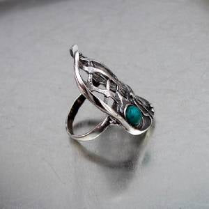 Hadar Designers Turquoise Ring size 6.5, 7 Handmade 925 Sterling Silver (H 114)y