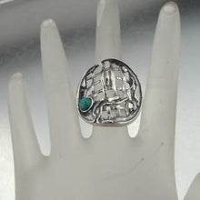 Load image into Gallery viewer, Hadar Designers Turquoise Ring size 6.5, 7 Handmade 925 Sterling Silver (H 114)y