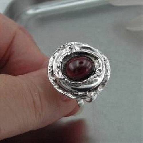 Hadar Designers Red Garnet Ring sz 8.5, 9 Handmade 925 Sterling Silver (H 156)y
