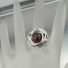 Load image into Gallery viewer, Hadar Designers Handmade Sterling 925 Silver Garnet Ring size 8.5, 9 (H) SALE