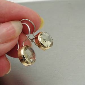 Hadar Designers Handmade 9k Yellow Gold Sterling Silver Lemon Q Earrings (I e760