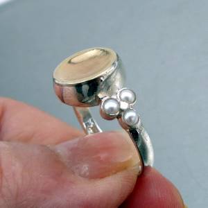 Hadar Designers 9k Yellow Gold Sterling Silver Pearl Ring 6,7,8,9,10 (I r333)7y