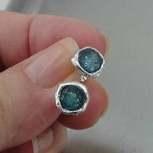 Load image into Gallery viewer, Hadar Designers Sterling Silver Antique Roman Glass Stud Earrings Handmade (AS43