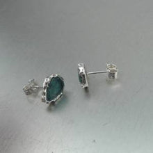 Load image into Gallery viewer, Hadar Designers Handmade Sterling Silver Roman Glass Drop Stud Earrings (AS