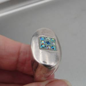 Hadar Designers  Handmade Electroforming 925 Silver Swarovski Ring size 7 SALE
