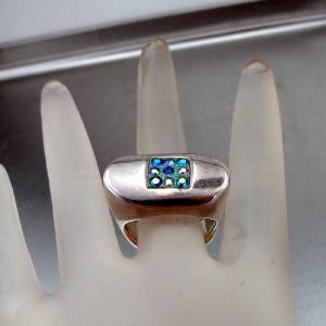 Hadar Designers  Handmade Electroforming 925 Silver Swarovski Ring size 7 SALE
