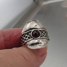 Load image into Gallery viewer, Hadar Designers Handmade Sterling Silver Red Garnet Ring 7,8,8.5,9 (H 1441) SALE