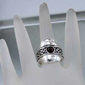 Hadar Designers Handmade Sterling Silver Red Garnet Ring 7,8,8.5,9 (H 1441) SALE