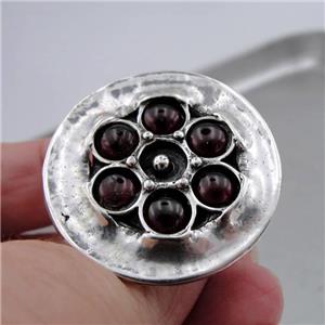 Hadar Designers 925 Sterling Silver Swivel Garnet Ring sz 8,8.5 Handmade (H 1531