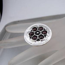 Load image into Gallery viewer, Hadar Designers 925 Sterling Silver Swivel Garnet Ring sz 8,8.5 Handmade (H 1531