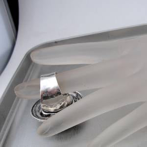 Hadar Designers 925 Sterling Silver Swivel Garnet Ring sz 8,8.5 Handmade (H 1531