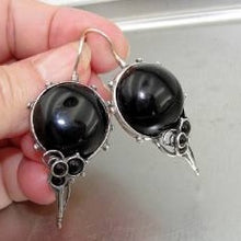 Load image into Gallery viewer, Hadar Designers 925 Sterling Silver Black Onyx Earrings Handmade Artist Dangle(H