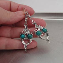 Load image into Gallery viewer, Hadar Designers Handmade Long Dangle 925 Sterling Silver Turquoise Earrings (H