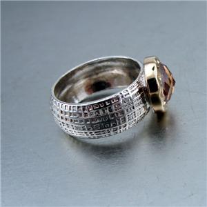 Hadar Designer 9k Yellow Gold 925 Silver Champagne Ring  7,7.5 Handmade () SALE