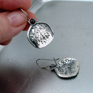 Hadar Designers Handmade 925 Sterling Silver Dangle Garnet Earrings (H) SALE