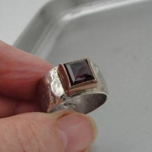 Load image into Gallery viewer, Hadar Designers 9k Rose Gold Sterling Silver Garnet Ring size 6.5, 7 (sp) SALE