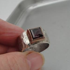 Hadar Designers 9k Rose Gold Sterling Silver Garnet Ring size 6.5, 7 (sp) SALE