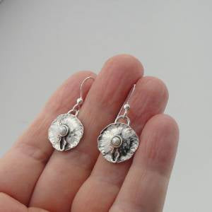 Hadar Designers Israel Handmade Delicate 925 Sterling Silver Pearl Earrings (H