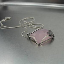 Load image into Gallery viewer, Hadar Designers 925 Sterling Silver Rose Quartz Pendant Handmade Modern (sp)SALE