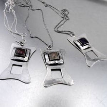 Load image into Gallery viewer, Hadar Designers Unique Handmade Modern Sterling Silver Garnet Pendant (H) SALE