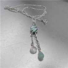 Load image into Gallery viewer, Hadar Designers Sterling Silver Roman Glass Moonstone Aquamarine Pendant (AS)