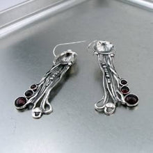 Load image into Gallery viewer, Hadar Designers Handmade Drop Dangle 925 Sterling Silver Red Garnet Earrings (H)