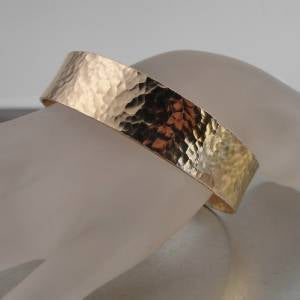 Hadar Designers Handmade Artistic 14k Gold Fil Hammered Bangle Bracelet (v)